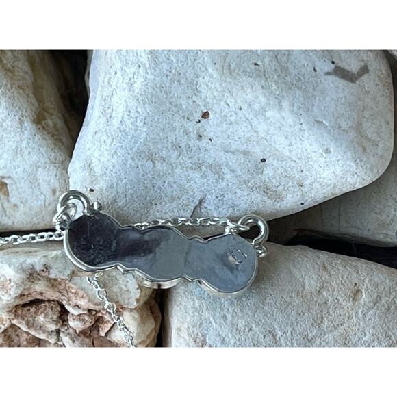 Turquoise Cluster Bar Necklace Southwestern Sterling Silver Native Style boho - Picture 6 of 6